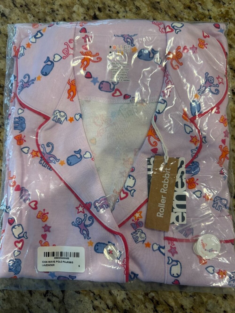 Roller Rabbit Icon Wave Polo Pajamas in Lavender, Size S